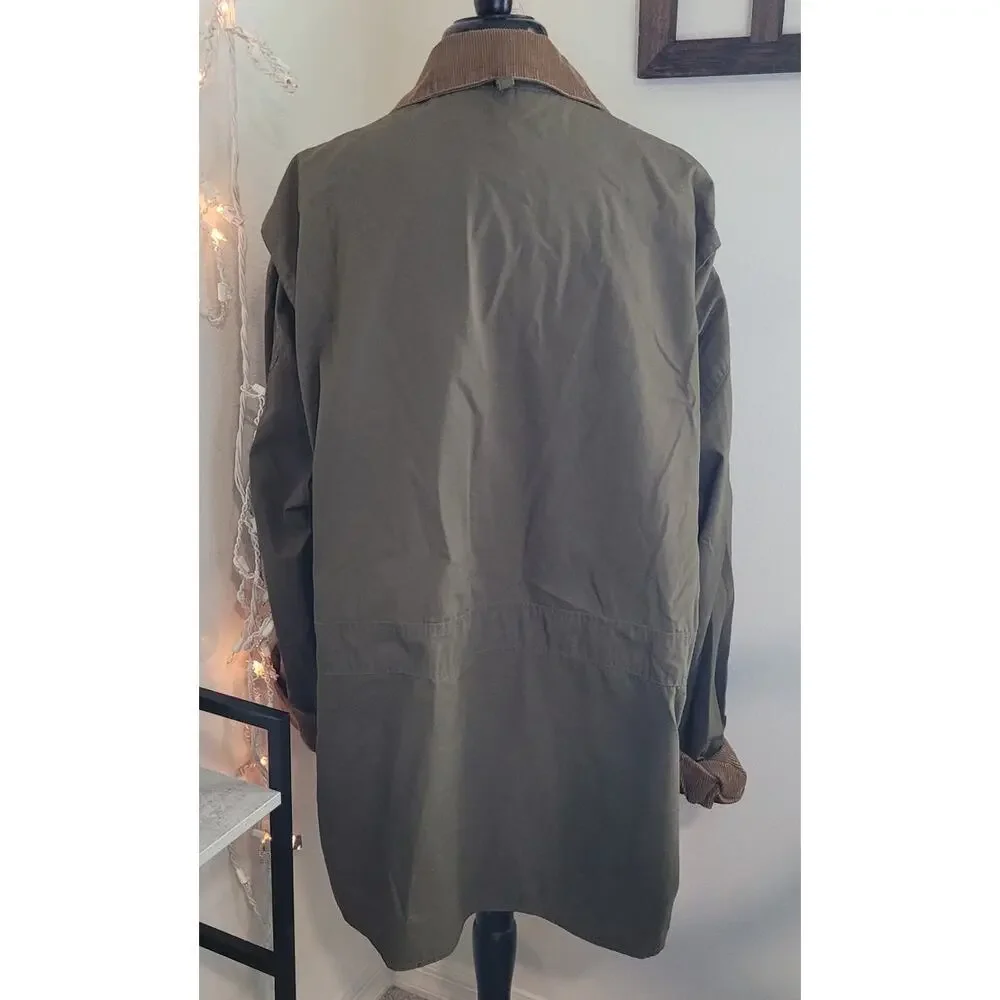 Vintage J. Crew Chore Coat Men’s Green Canvas Barn Jacket 90s Flannel Lined XL